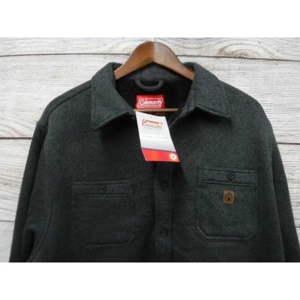 Coleman Bonded Sweater Mens XL Grey Button Down Heavy Fleece Sweater Coat New